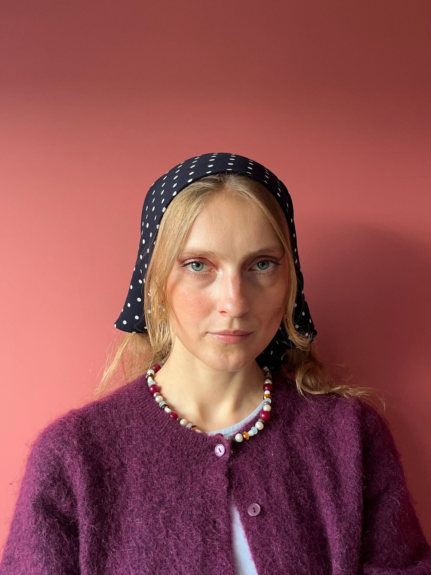 dottie scarf navy blue & white