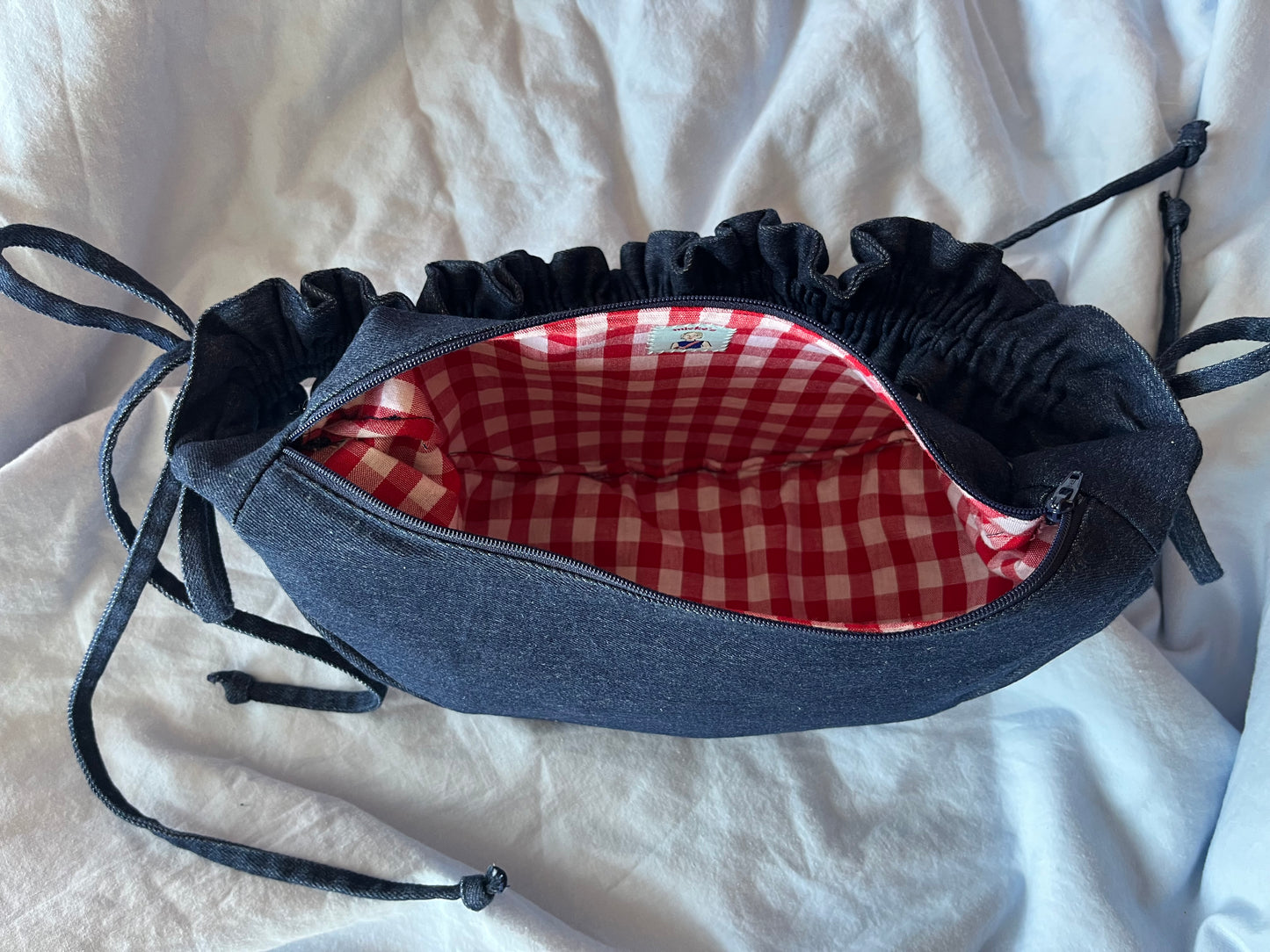 scrunchie bag denim