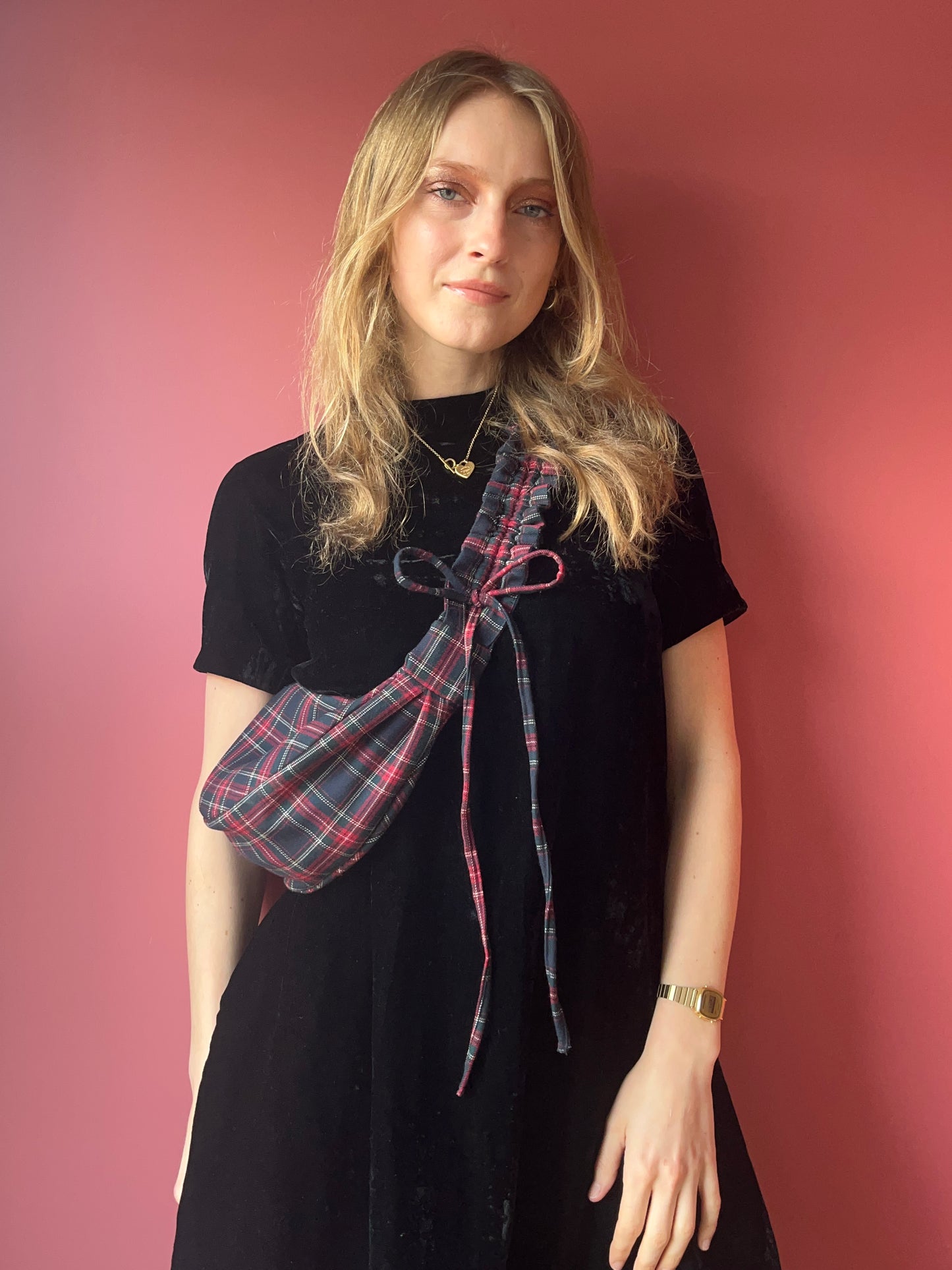 scrunchie bag tartan