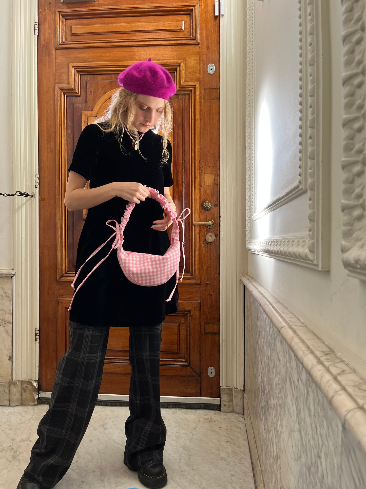 scrunchie bag baby pink