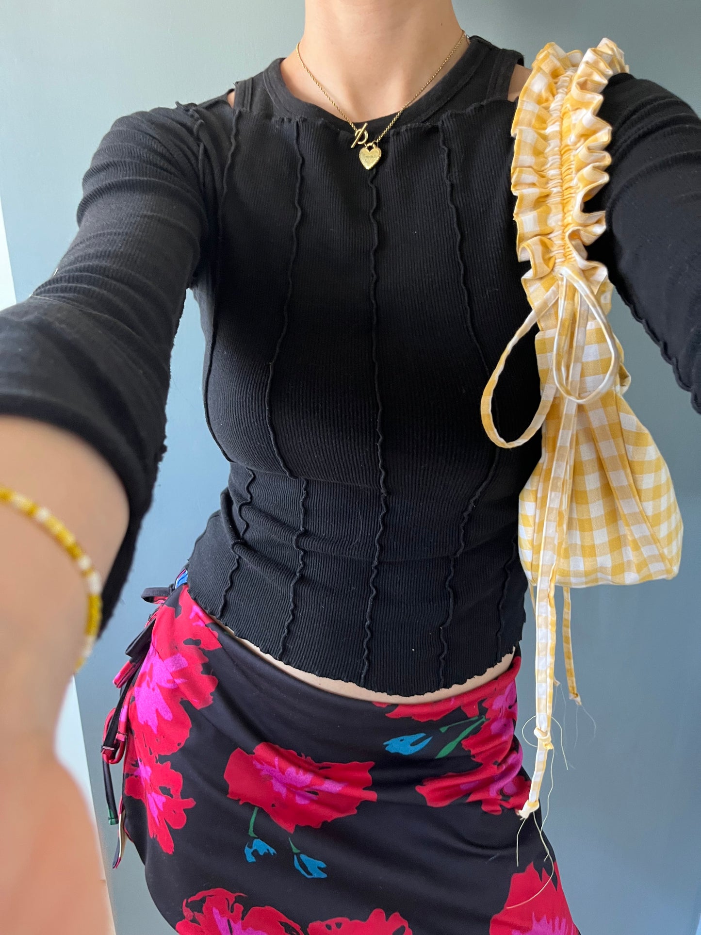 scrunchie bag butter yellow gingham