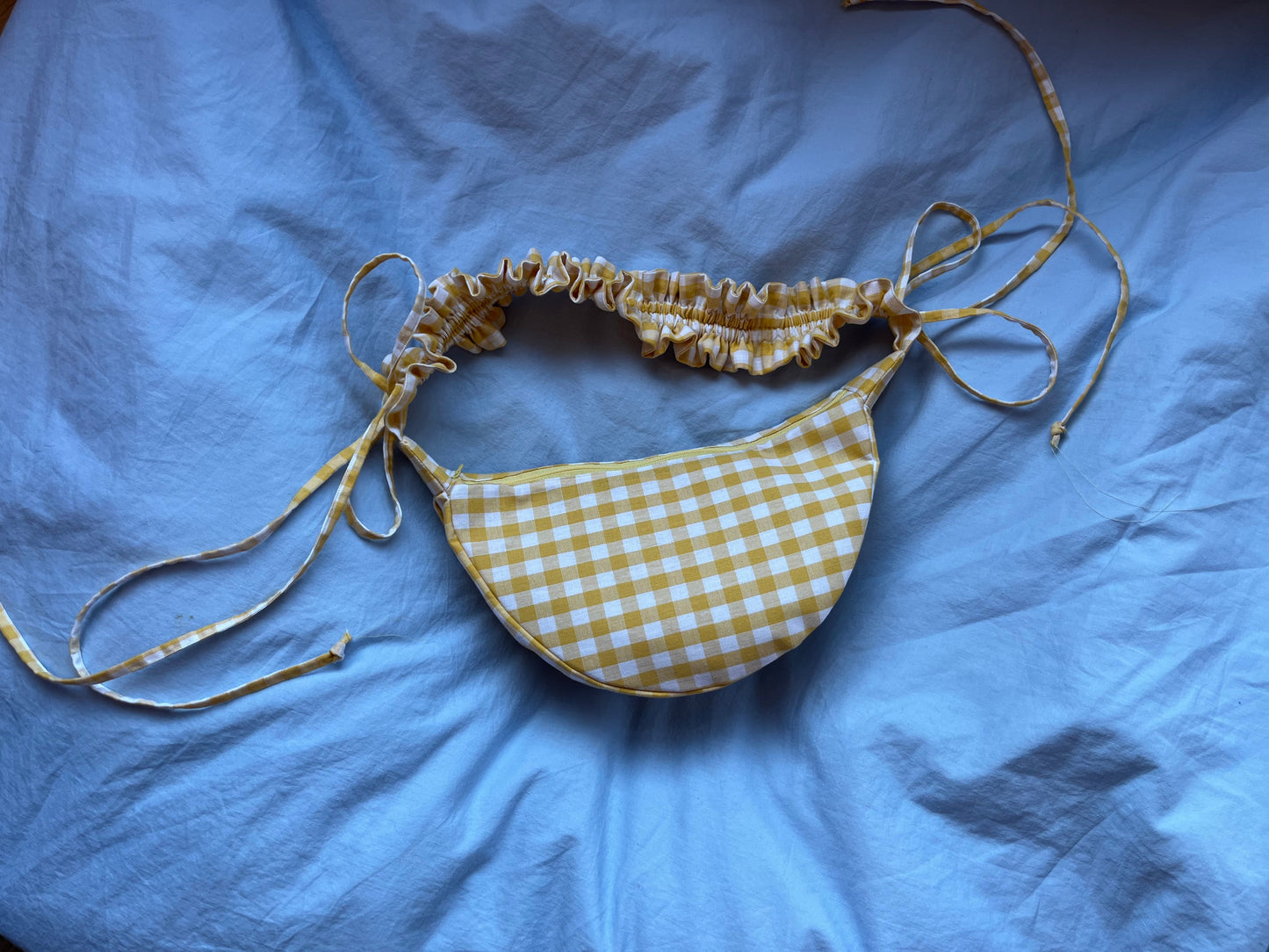 scrunchie bag butter yellow gingham