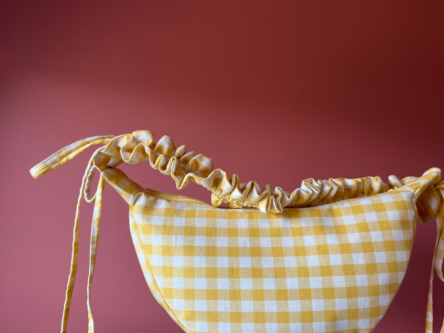 scrunchie bag butter yellow gingham