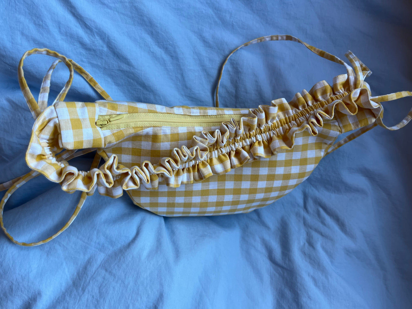 scrunchie bag butter yellow gingham