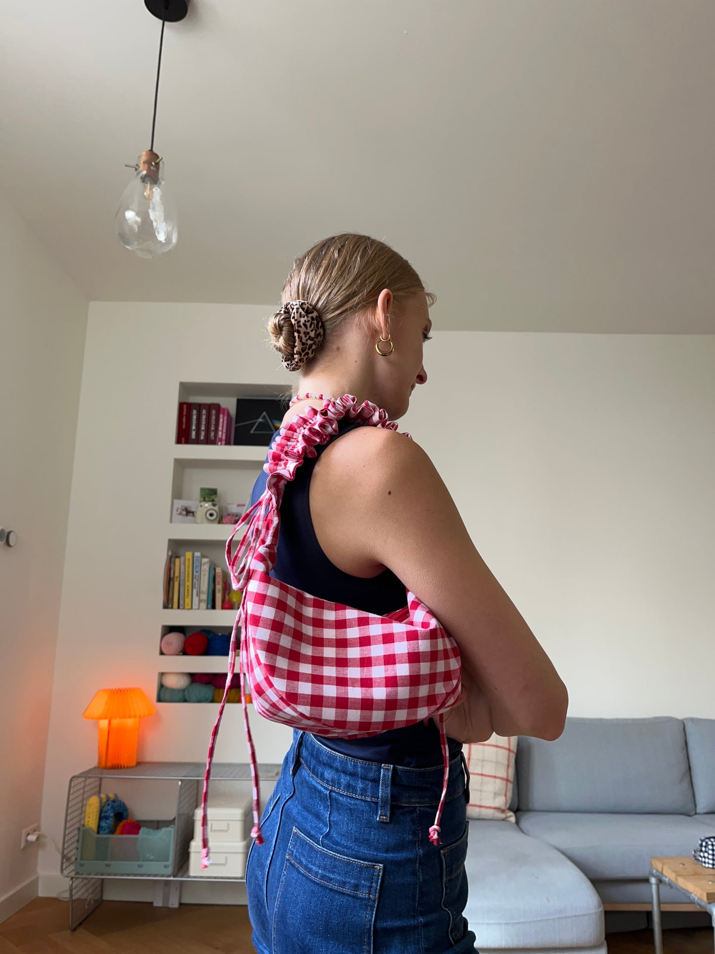 scrunchie bag red gingham