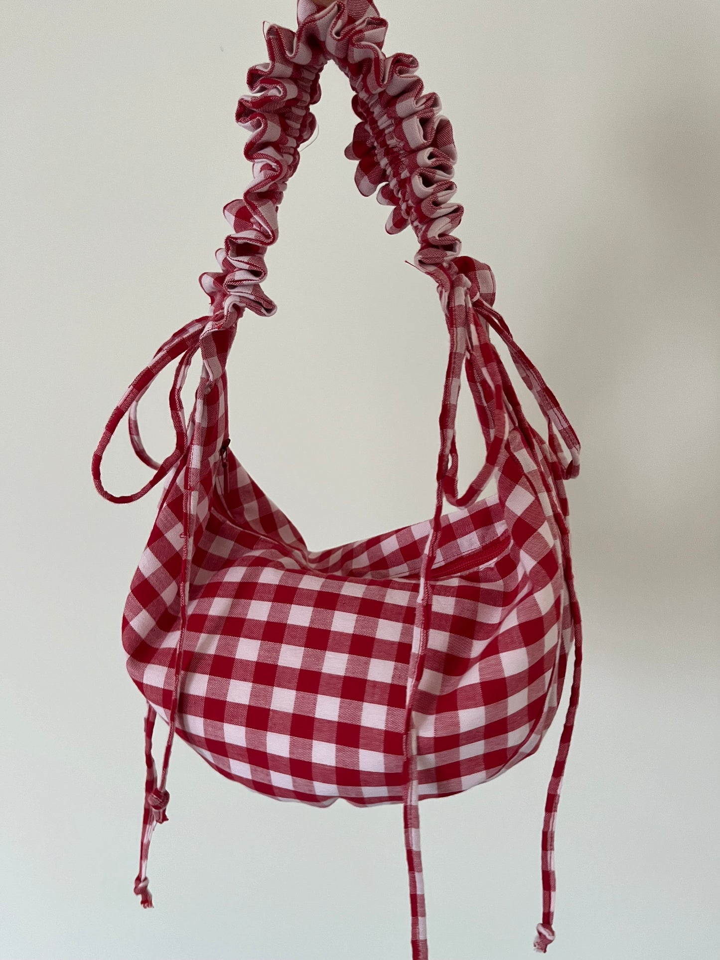 scrunchie bag red gingham