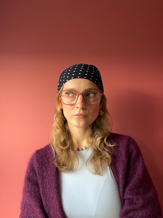 dottie scarf navy blue & white