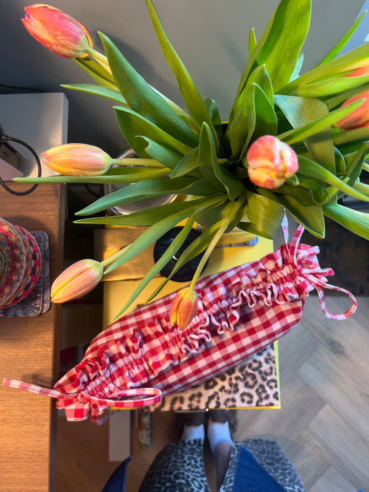 scrunchie bag red gingham