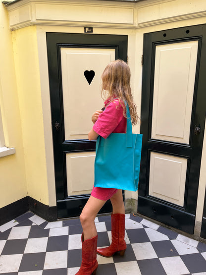 custom two toned leather tote