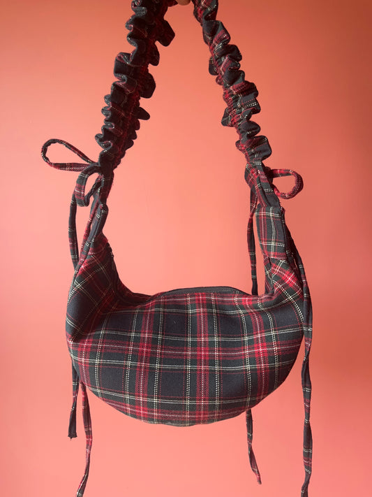 scrunchie bag tartan