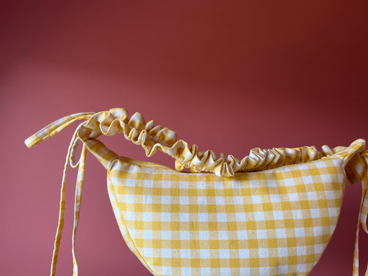 scrunchie bag butter yellow gingham