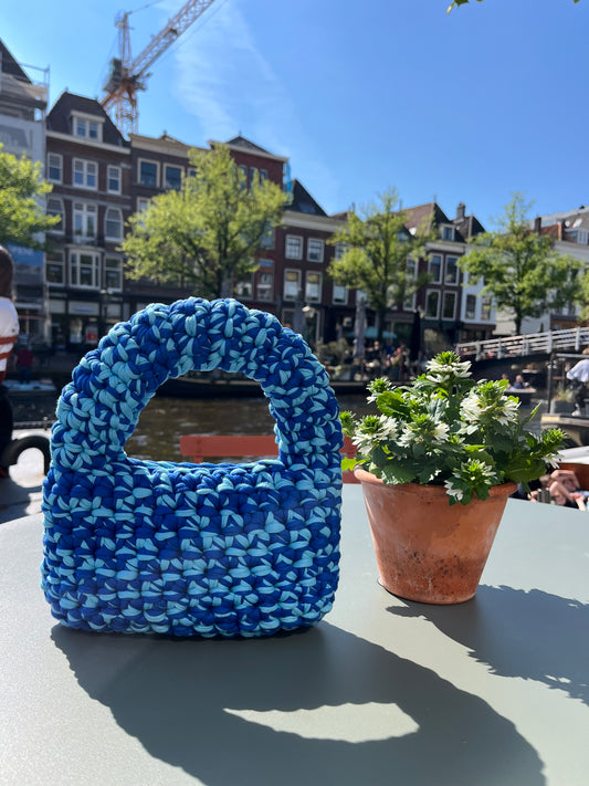 cotton crochet handbag in blue