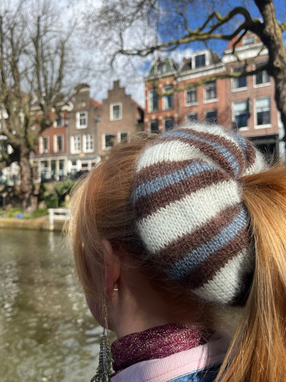 custom mohair striped scrunchie XXL